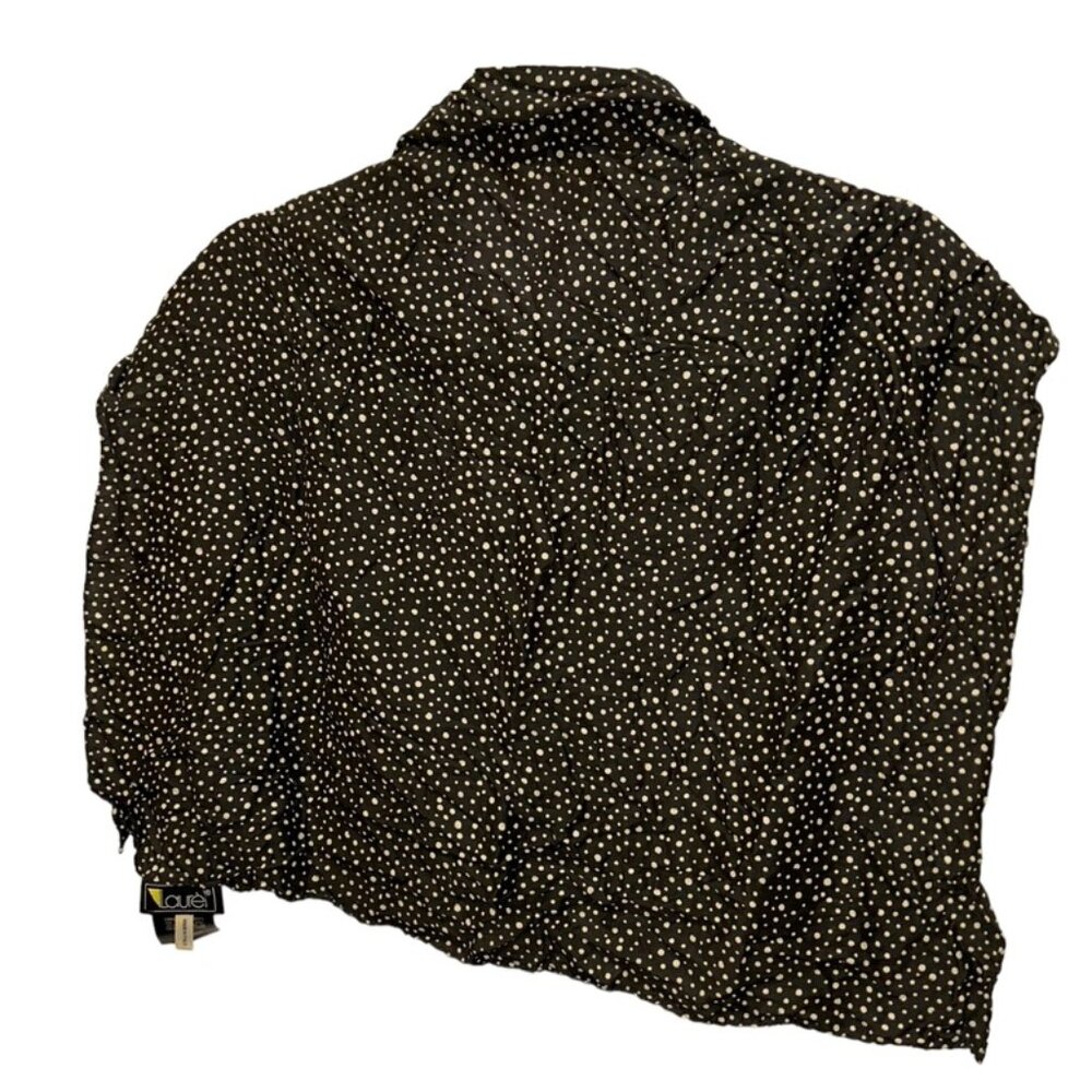 ESCADA Laurel black cream polka dot scarf handkerchief ITALY 23" 90s